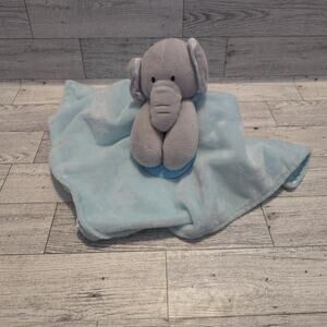 Forever‎ Baby Gray Blue Elephant Lovey Security Blanket Crinkle Teether Satin